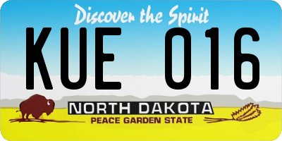 ND license plate KUE016