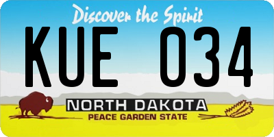 ND license plate KUE034