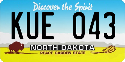 ND license plate KUE043