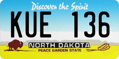 ND license plate KUE136