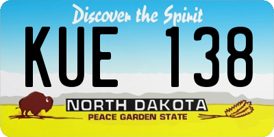 ND license plate KUE138