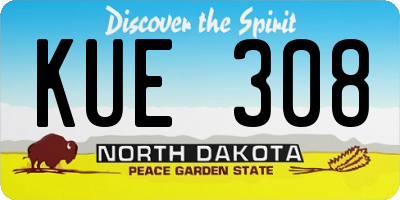 ND license plate KUE308