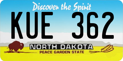 ND license plate KUE362