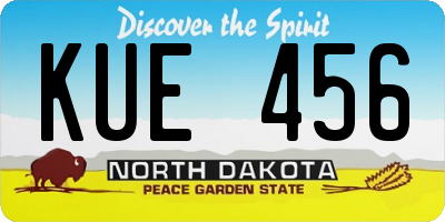 ND license plate KUE456