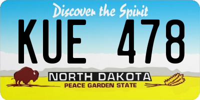 ND license plate KUE478