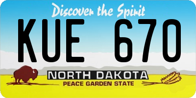 ND license plate KUE670
