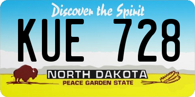 ND license plate KUE728