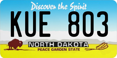 ND license plate KUE803