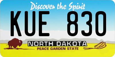 ND license plate KUE830