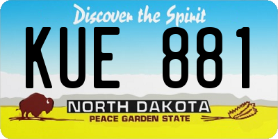 ND license plate KUE881