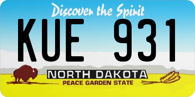 ND license plate KUE931