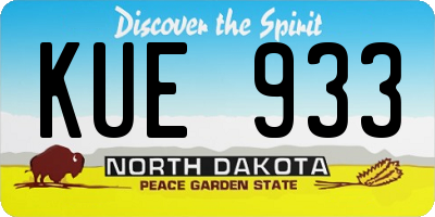 ND license plate KUE933