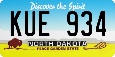 ND license plate KUE934