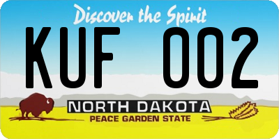 ND license plate KUF002