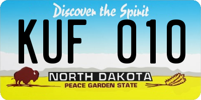ND license plate KUF010