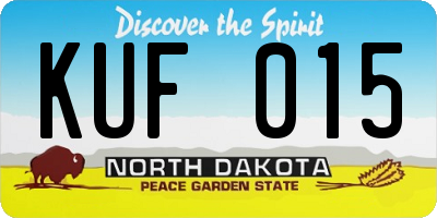 ND license plate KUF015