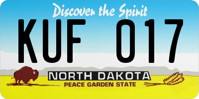 ND license plate KUF017