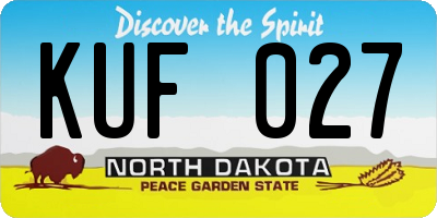 ND license plate KUF027