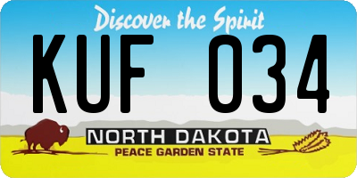 ND license plate KUF034