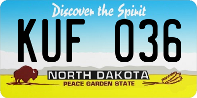 ND license plate KUF036
