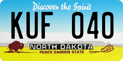 ND license plate KUF040