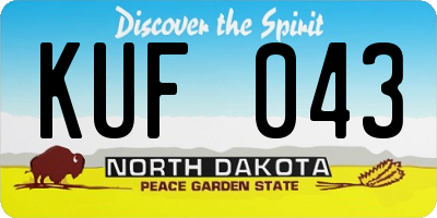 ND license plate KUF043