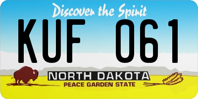 ND license plate KUF061