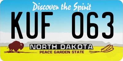 ND license plate KUF063