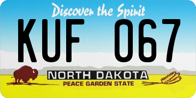 ND license plate KUF067
