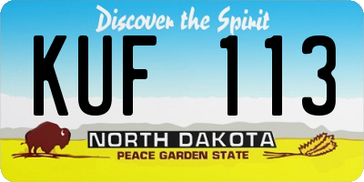 ND license plate KUF113