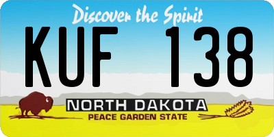 ND license plate KUF138