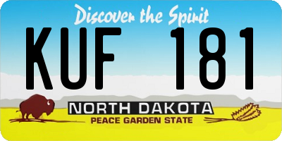 ND license plate KUF181