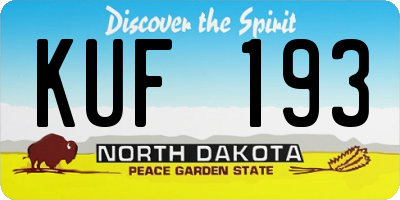 ND license plate KUF193