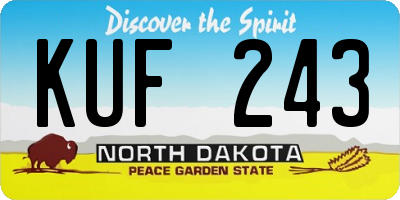 ND license plate KUF243