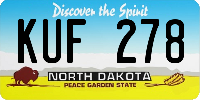 ND license plate KUF278