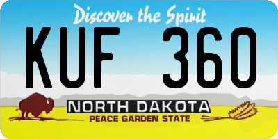 ND license plate KUF360
