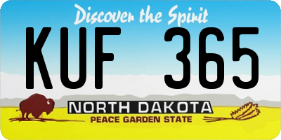 ND license plate KUF365
