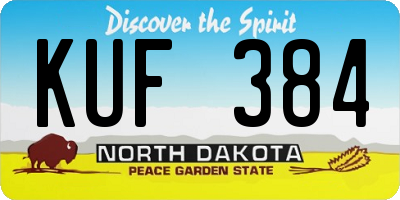 ND license plate KUF384