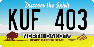 ND license plate KUF403