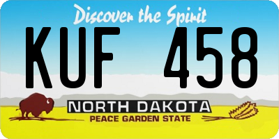 ND license plate KUF458