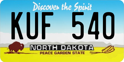 ND license plate KUF540