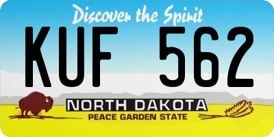 ND license plate KUF562
