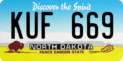 ND license plate KUF669