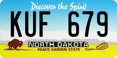 ND license plate KUF679