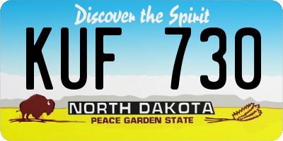 ND license plate KUF730