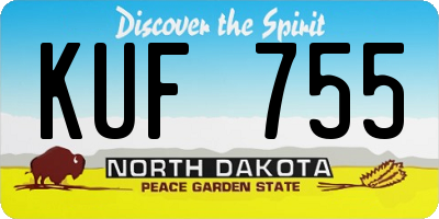 ND license plate KUF755