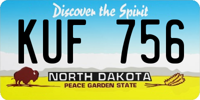 ND license plate KUF756