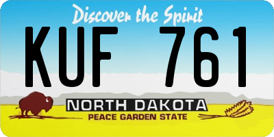 ND license plate KUF761