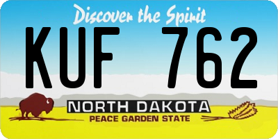ND license plate KUF762