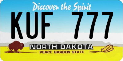 ND license plate KUF777